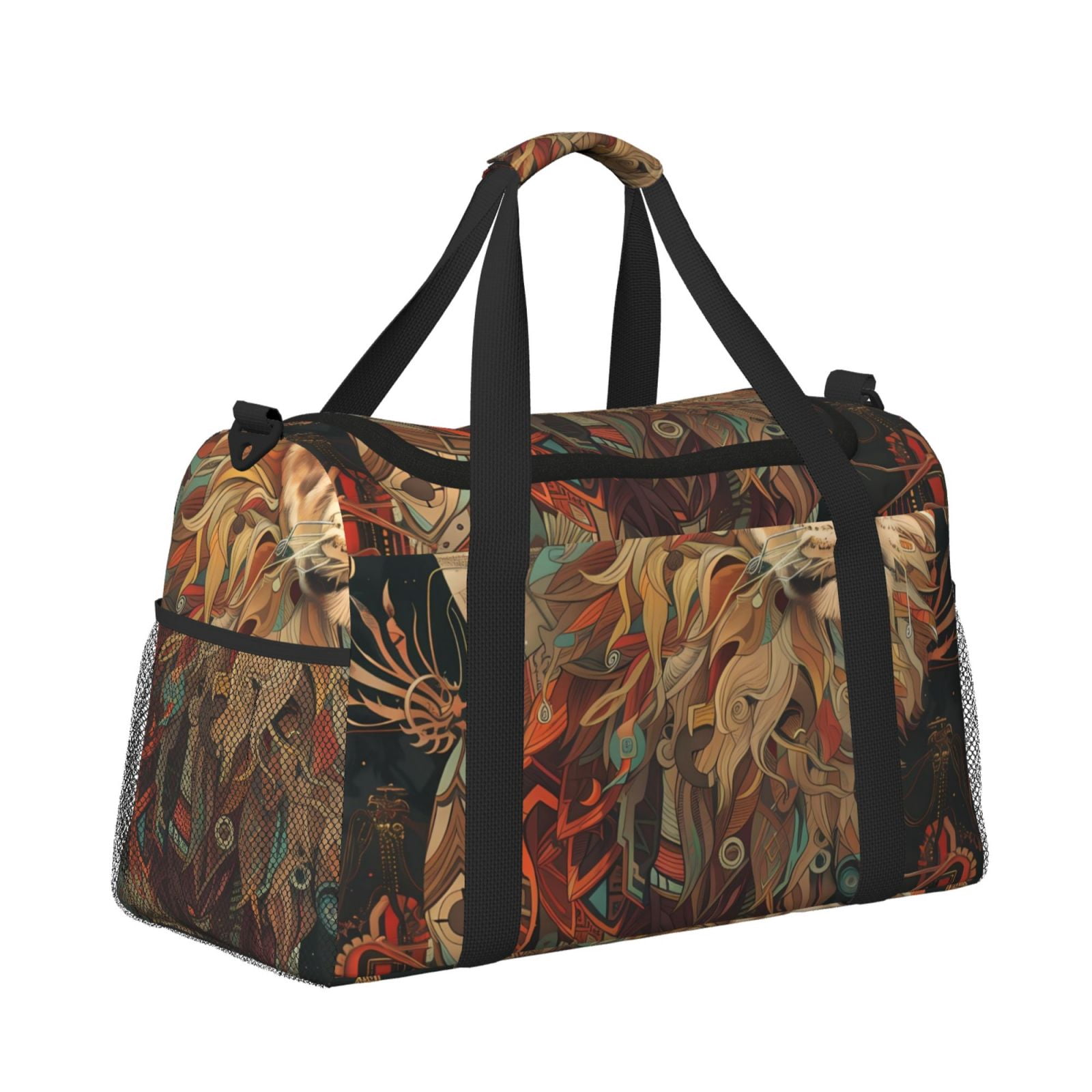 Fuzoiu Majestic Cosmic Lion Print Travel Duffle Bag,Carry On Tote Bags,Duffel Bag,Sport Gym Bag, Hospital Bag for Labor and Delivery, Overnight Bag,Luggage Bag
