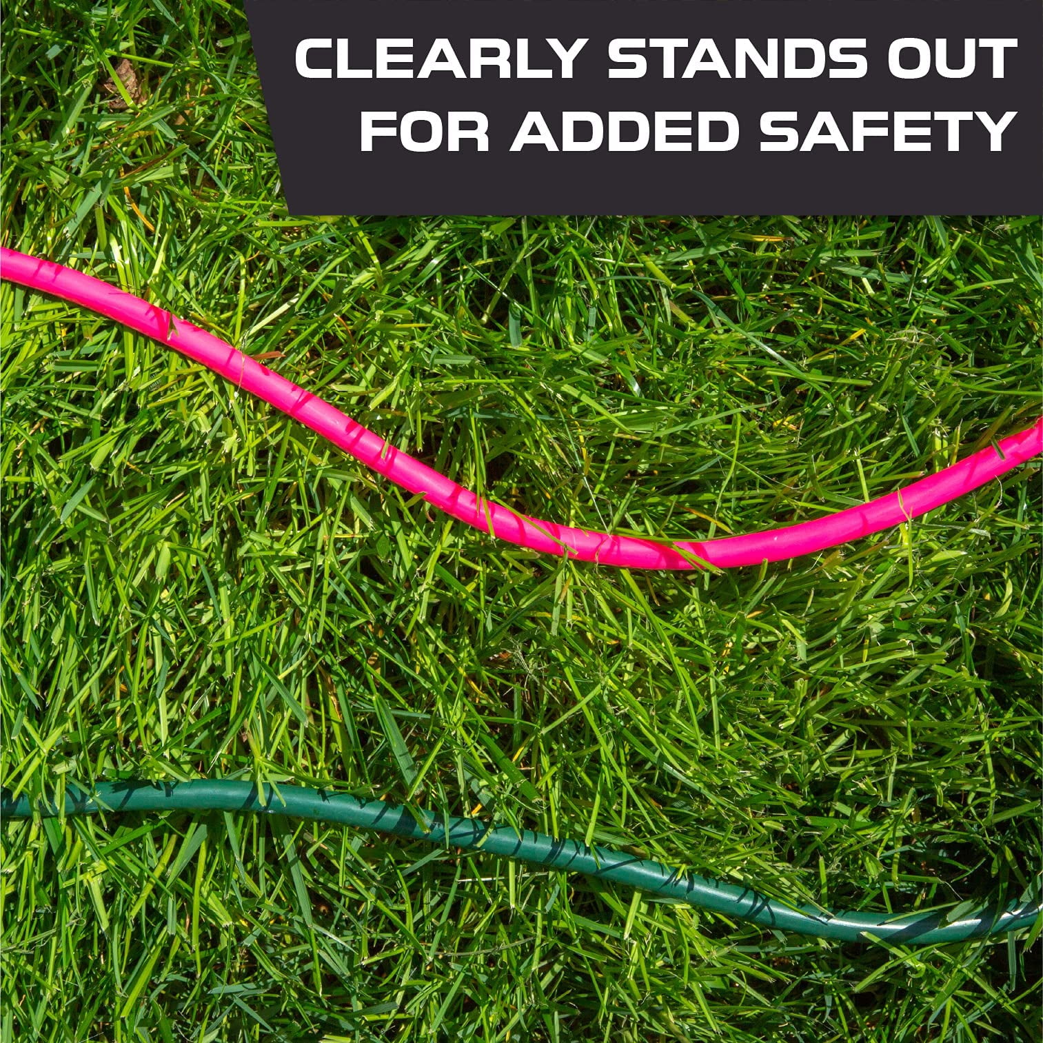 Iron Forge Cable Weatherproof 15 Ft Outdoor Extension Cord - 16/3 SJTW 13 Amp Heavy Duty Neon Pink Extension Cord 3 Prong - Lighted End