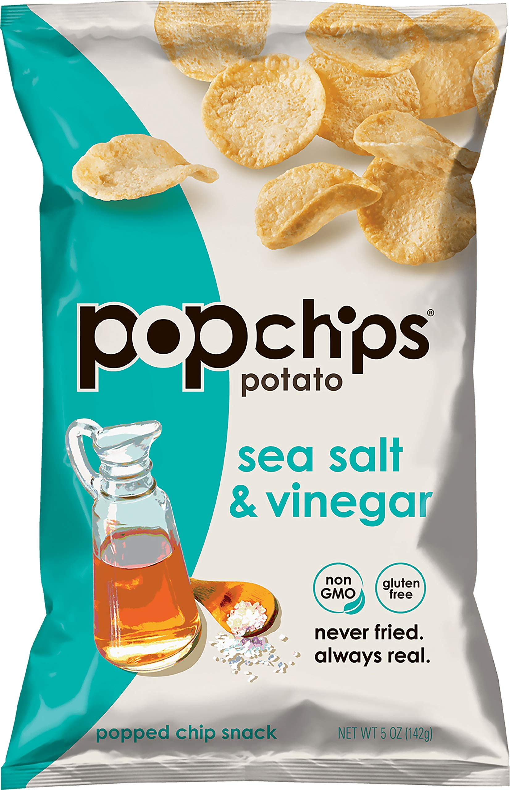 popchips Potato Chips, Sea Salt & Vinegar, Gluten Free, 5 Ounce (Pack