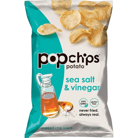 popchips Potato Chips, Sea Salt & Vinegar, Gluten Free, 5 Ounce (Pack of 12)