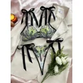 thumbnail image 3 of Conjunto de lencería con bordado de mariposas, sujetador de malla sin forro y tanga de tiras, lencería y ropa interior sexy para mujer, 3 of 5