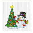 thumbnail image 5 of Ambesonne Snowman Shower Curtain, Xmas Tree Winter, 69"Wx84"L, Multicolor, 5 of 5