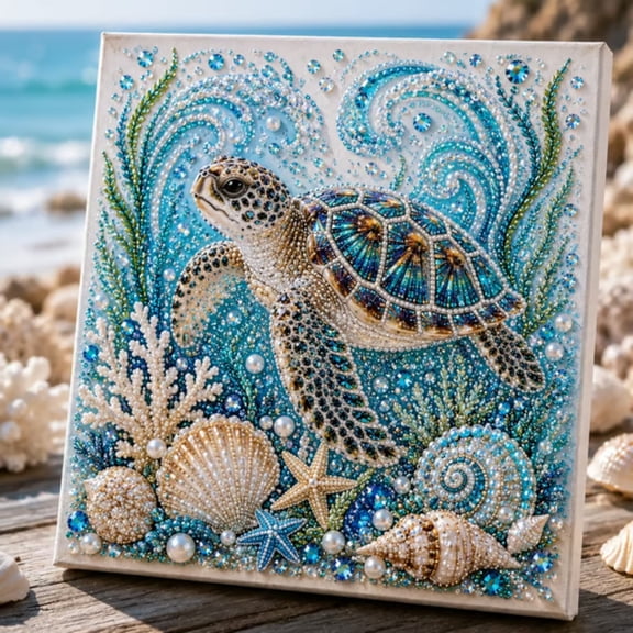 Clearance Diamond Art Kits Ocean Theme Pearl Art DIY Kit Diamond Painting Kits for Beginner,DIY Diamond Crystal Rhinestones Painting Kits for Home Wall Decor Gift