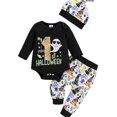 thumbnail image 3 of Beilxfa Newborn Baby Boy Halloween Outfit Ghost Romper Pants Hat Set My First Halloween Baby Boy Outfits, 3 of 3