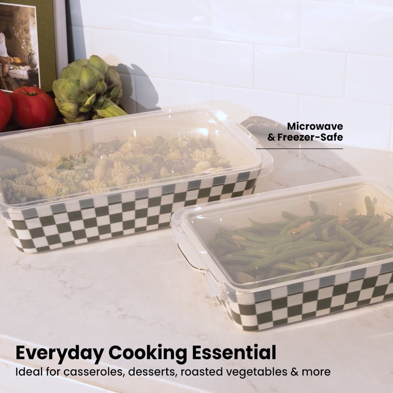 Thyme&Table 4-Piece Checkered Stoneware Baking Dish Set photo 4