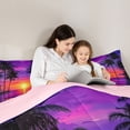 thumbnail image 4 of jejeloiu Neon Palm Sunset Full Size Comforter Sets For Girls,Beach Scene Print Bedding Comforter Set,Multicolor,Pink Reversible,3pcs,1 Comforter and 2 Pillowcases, 4 of 7