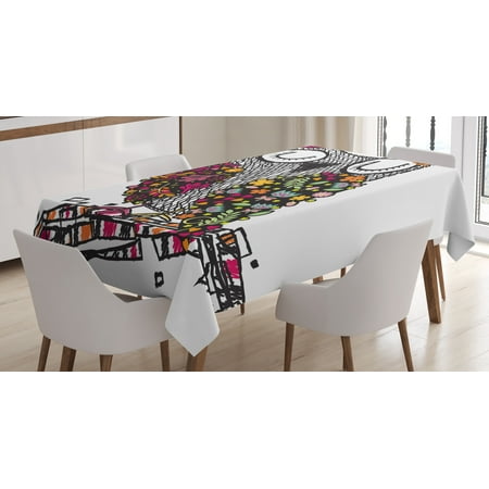 

Ambesonne Owl Tablecloth Rectangular Table Cover Sketch Art of Bird 60 x84 Multicolor