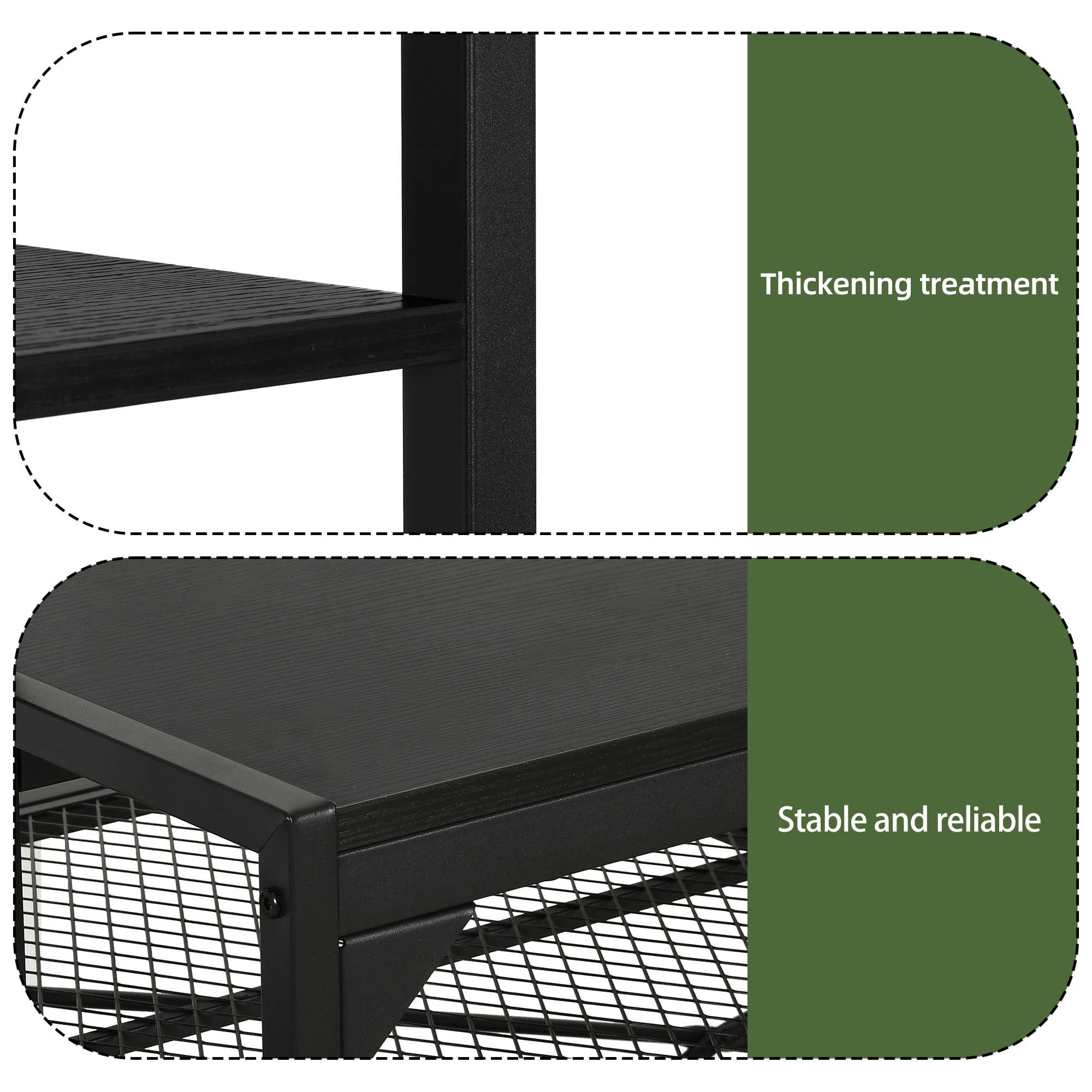 Uforic 55-75 Gallon Heavy Duty Metal Aquarium Stand with Power Outlets & LED Light, Fish Tank Stand, Turtle Tank, Reptile Terrarium with Cabinet, 880LBS Capacity-Black