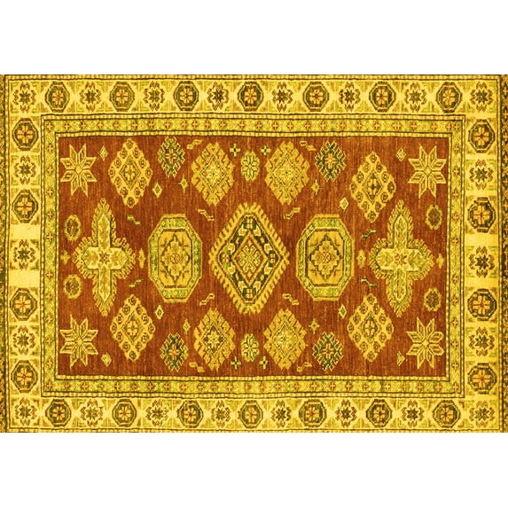 Ahgly Company Indoor Rectangle Abstract Yellow Modern Area Rugs, 7' x 9'