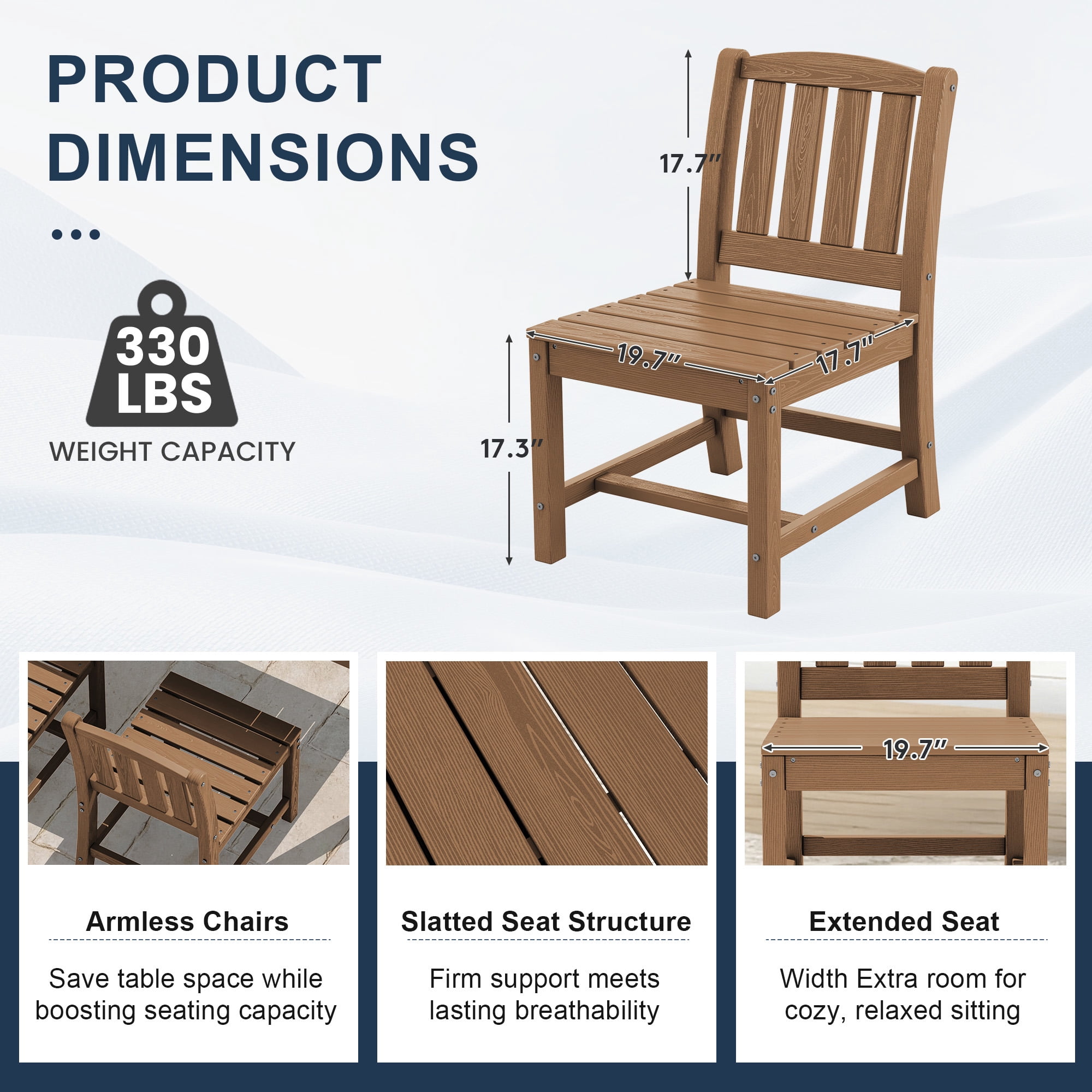 SERWALL 7-Piece Outdoor Dining Set with Expandable Patio Dining Table and 6 Chairs, 60–83 Inch All-Weather HDPE Patio Furniture Sets for Backyard, Garden, Deck, Poolside - Brown
