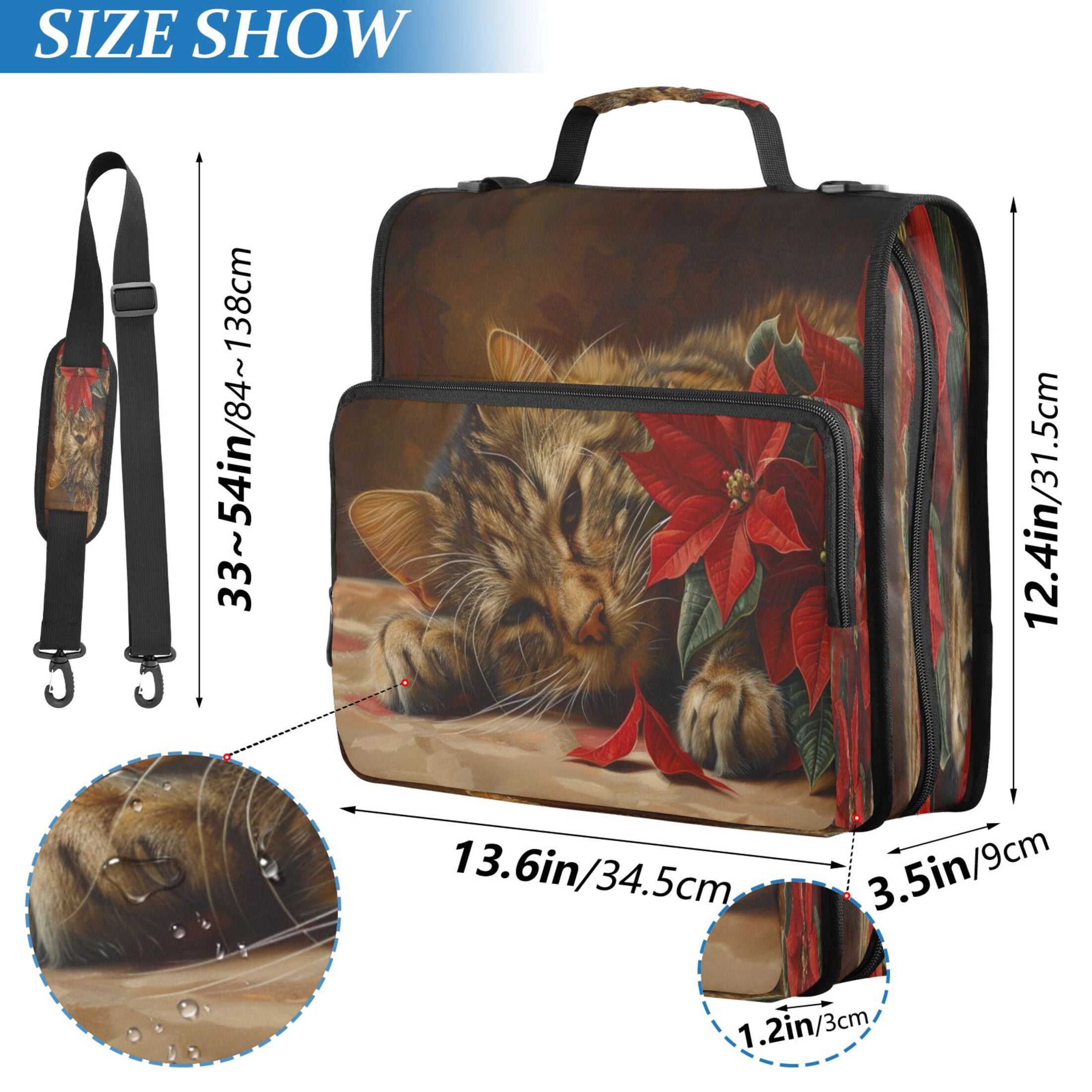 YAZAOO Zipper Binder trapper keeper Documents Organized Design Cozy Cat with Florals Printed