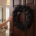 thumbnail image 4 of Halloween Wreath with Handmade Artificial Black Eucalyptus Leaf Wreath, 15.7 Inch Front Door Halloween Decorations for Indoor Outdoor Home Halloween Festival Decoration, 4 of 8