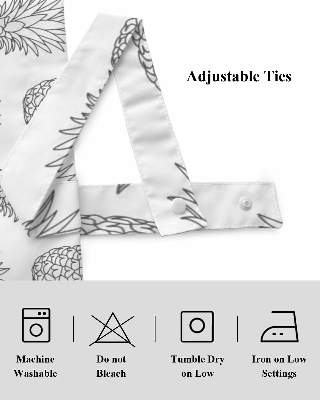 Gray Pineapple Tie Up Valances Curtain, Adjustable Kitchen Simple Cartoon Fruit Valances for Windows Decor, Rod Pocket Short Curtains Set for Bedroom/Bathroom, 60"x18"