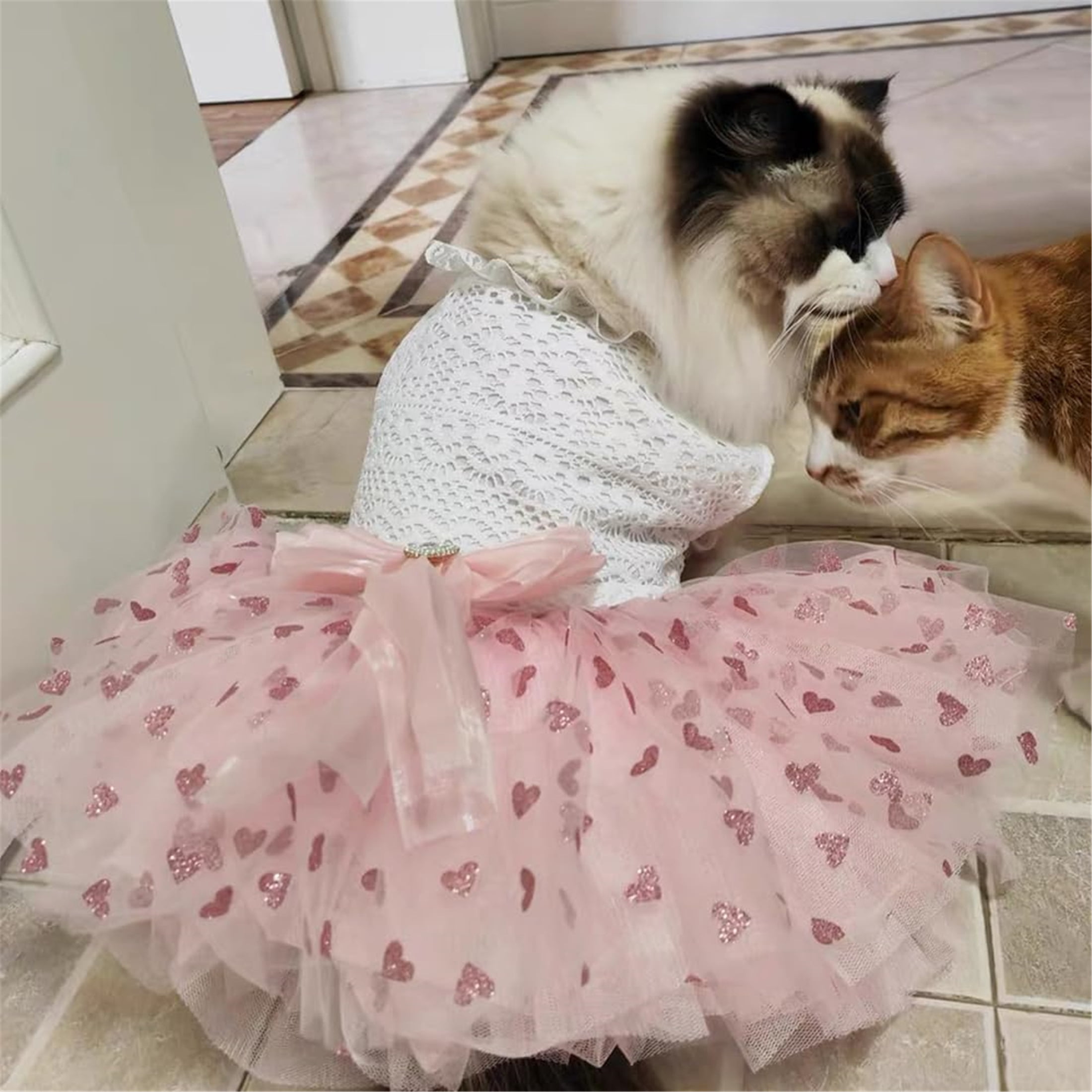 UOSIA Pink Dog Dress for Small Dog Girl Summer Puppy Princess Clothes with Bow Cute Cat Outfit Pet Apparel for Spring
