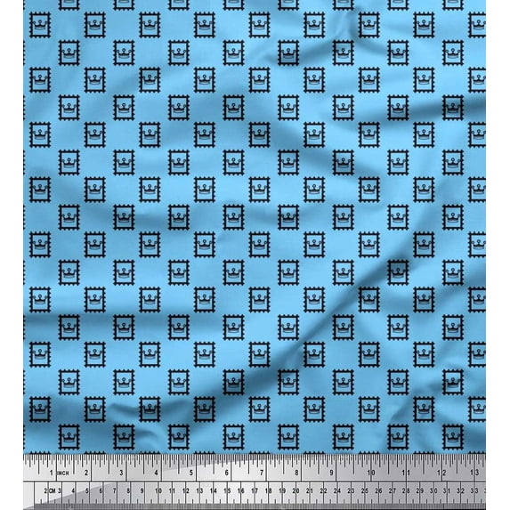 Soimoi Cotton Voile Fabric Frame & King Crown Shirting Print Fabric by The Yard 56 Inch Wide