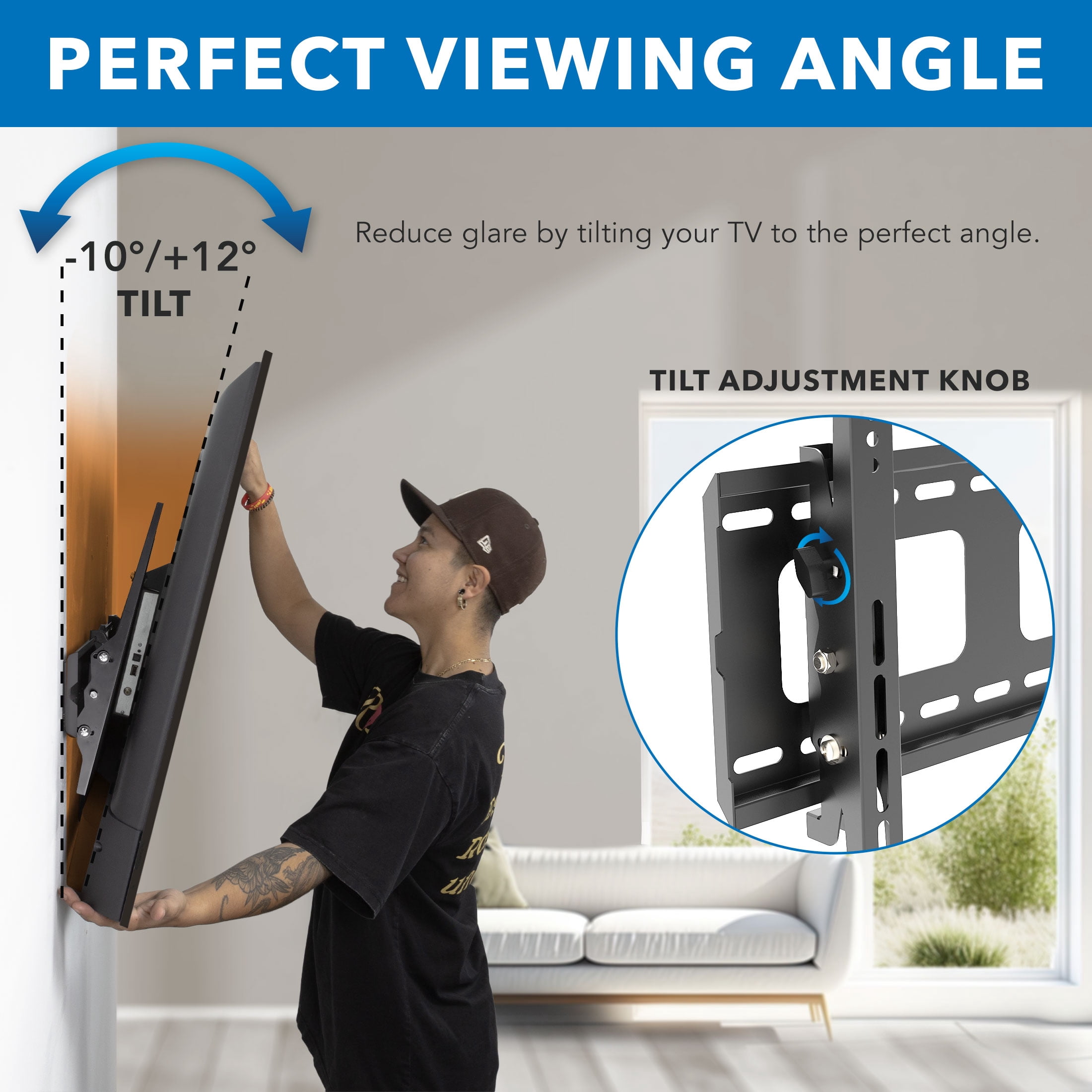 Mount-It! Heavy Duty Tilting TV Wall Mount, Fits 43" - 90" TVs,   Heavy Duty 220 lbs. Capacity
