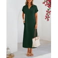 thumbnail image 3 of Merokeety Womens Summer Maxi Dress V Neck Collared Vacation T Shirt Long Dresses Darkgreen m, 3 of 8