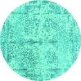 thumbnail image 1 of Ahgly Company Machine Washable Indoor Round Abstract Turquoise Blue Contemporary Area Rugs, 7' Round, 1 of 4