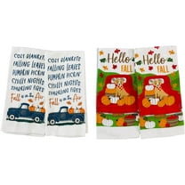 Serafina Home Decorative Fall Kitchen Towels with Farm Truck Harvest and Dog Pet Theme, Set of 4