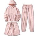 thumbnail image 2 of VBTAPA Sun Protection 3 Piece Sets for Men UPF 50+ Long Sleeve Hoodie Shorts Pants Set Zip Up Windbreaker Jacket Matching Set Outdoor Hiking Athletic Running Outfit Pink XXXXL, 2 of 6