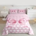 thumbnail image 2 of jejeloiu Pink Bow Tie Twin Comforter Sets,Cartoon Circle Dot Bedding Set For Girl Teens Reversible 2pcs, 2 of 8