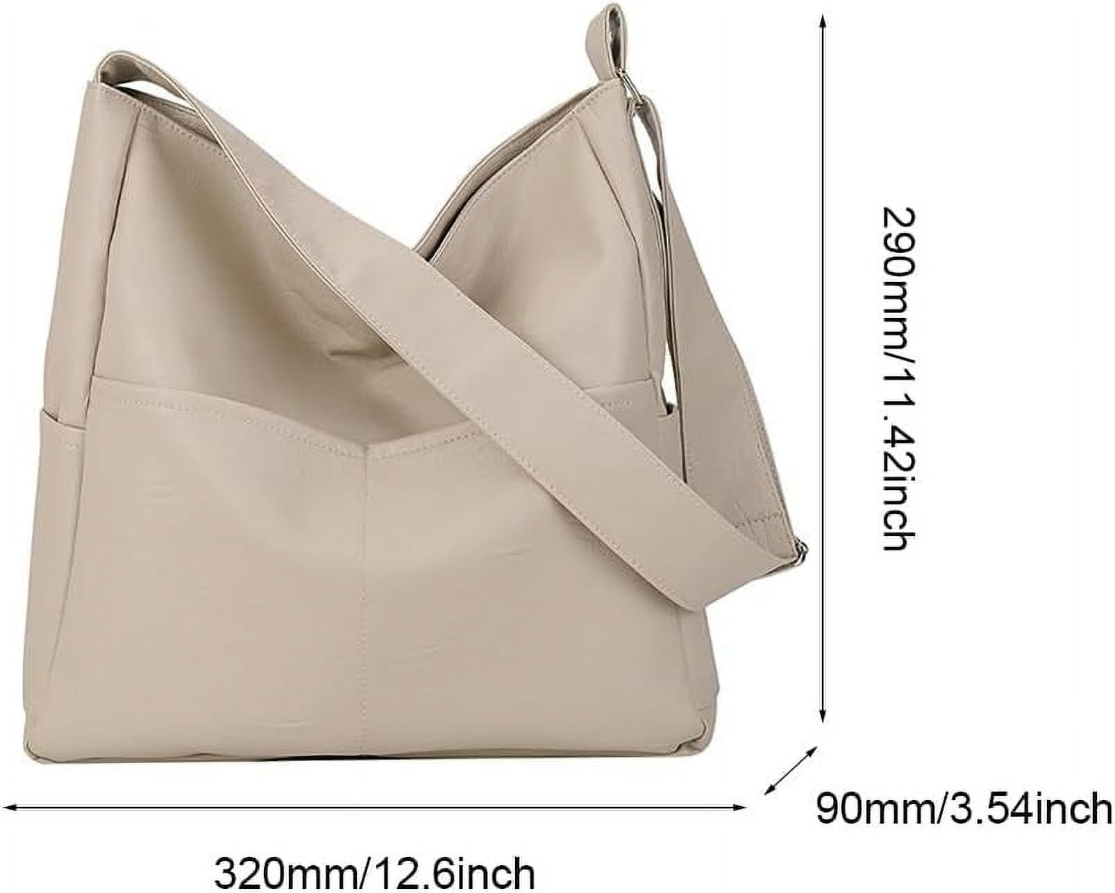 Kukuzhu Faux Leather Tote Bag with Pockets Women Shoulder Bag College Tote Bag Hobo Crossbody Bag for Work Travel