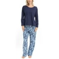 thumbnail image 2 of MUK LUKS Womens Pajama 2-Piece Set, Super Soft Long Sleeve Shirt and Pants, Sweater Weather, Pijama De Mujer, Blue TieDye, L, 2 of 6