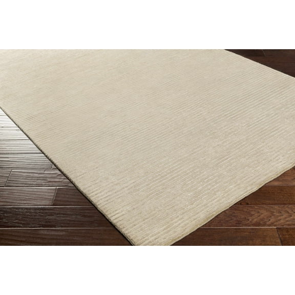 Hauteloom Romayor Living Room, Bedroom Area Rug - Solid & Striped - Beige, Tan - 2' x 3'