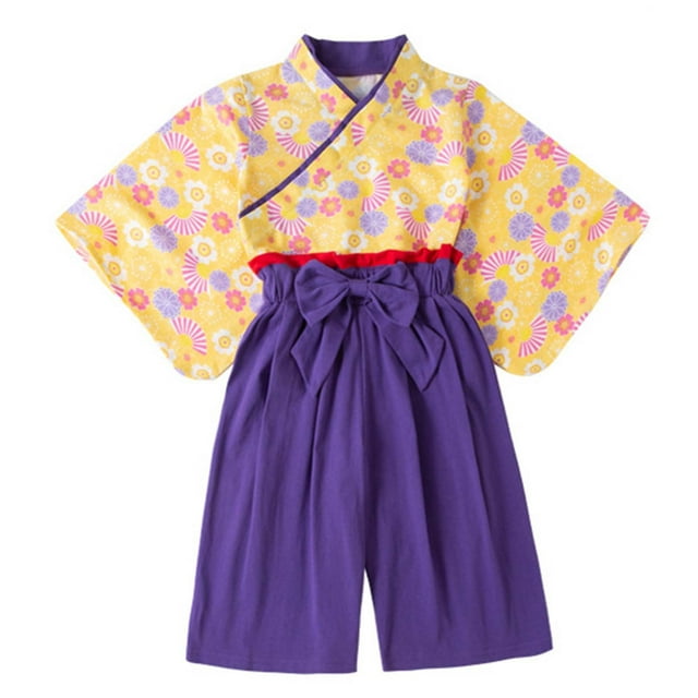 TZEWGL Floral Print Short Sleeve Shorts Kimono Pajamas Robe Clothes Outfit Sets For Girl Home And Outside Wear For Toddlers size