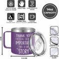 thumbnail image 3 of 14oz Insulated Coffee Tumbler Mug - Thank You for Listening - Thank You, Appreciation, Birthday Gift for Women, Men, Teacher, Boss, Coworker, Friend - Travel Cup with Lid, Straw, 3 of 10