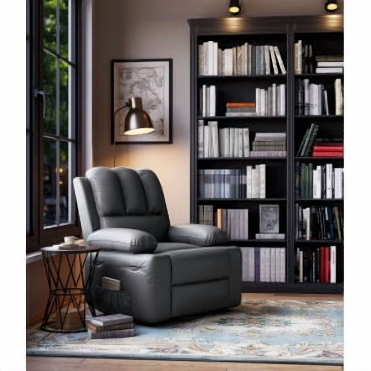 TEQIN Manul Recliner Chair, Small Recliners for Small Spaces, 22" W Reclining Chair, PU Leather Sofa Chair with Cup Holders and Side Pockets, Overstuffed Recliner Chairs for Home Office