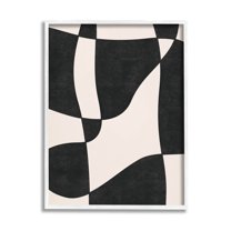 Stupell Industries Retro Wavy Checkered Pattern Shapes Graphic Art White Framed Art Print Wall Art, Design by JJ Design House LLC