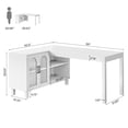thumbnail image 2 of Finmind L Shaped Desk with Storage Cabinet and Shelves, 59-inch Wooden Corner Computer Desk Home Office Desk for Gaming, Writing, Working, White, 2 of 8
