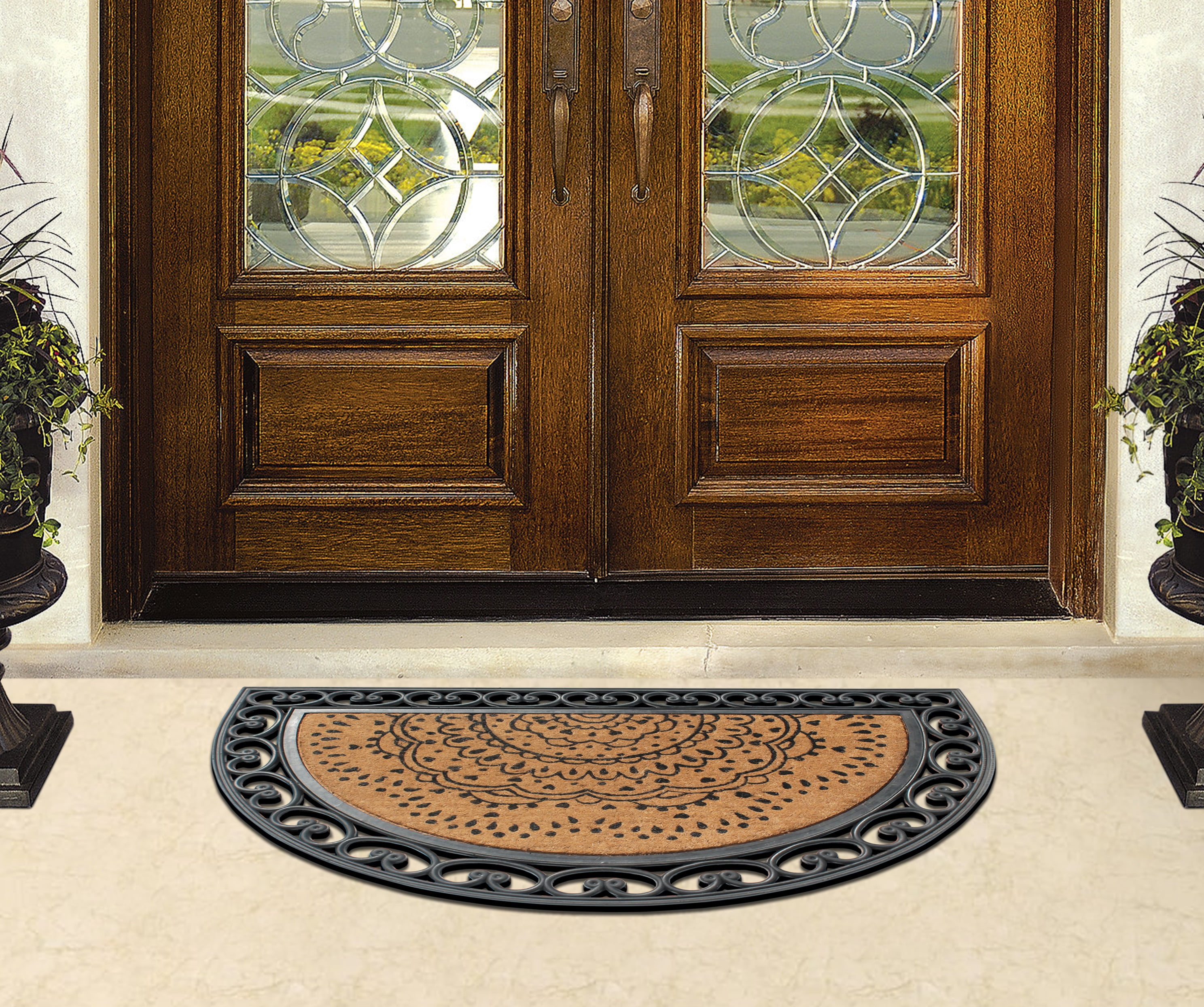A1 Home Collections Half Round Doormat, Rubber and Coir, 30"x48" Inch, Standard Double, Single Heavy Doormat, Large Size, Rubber Backed, Outdoor Mat