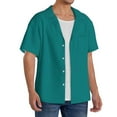 thumbnail image 2 of Uemuo Teal Pattern Cotton Linen Short Sleeve Shirts,Casual Lightweight Button Down Shirts,Vacation Beach Summer Tops-4X-Large, 2 of 7