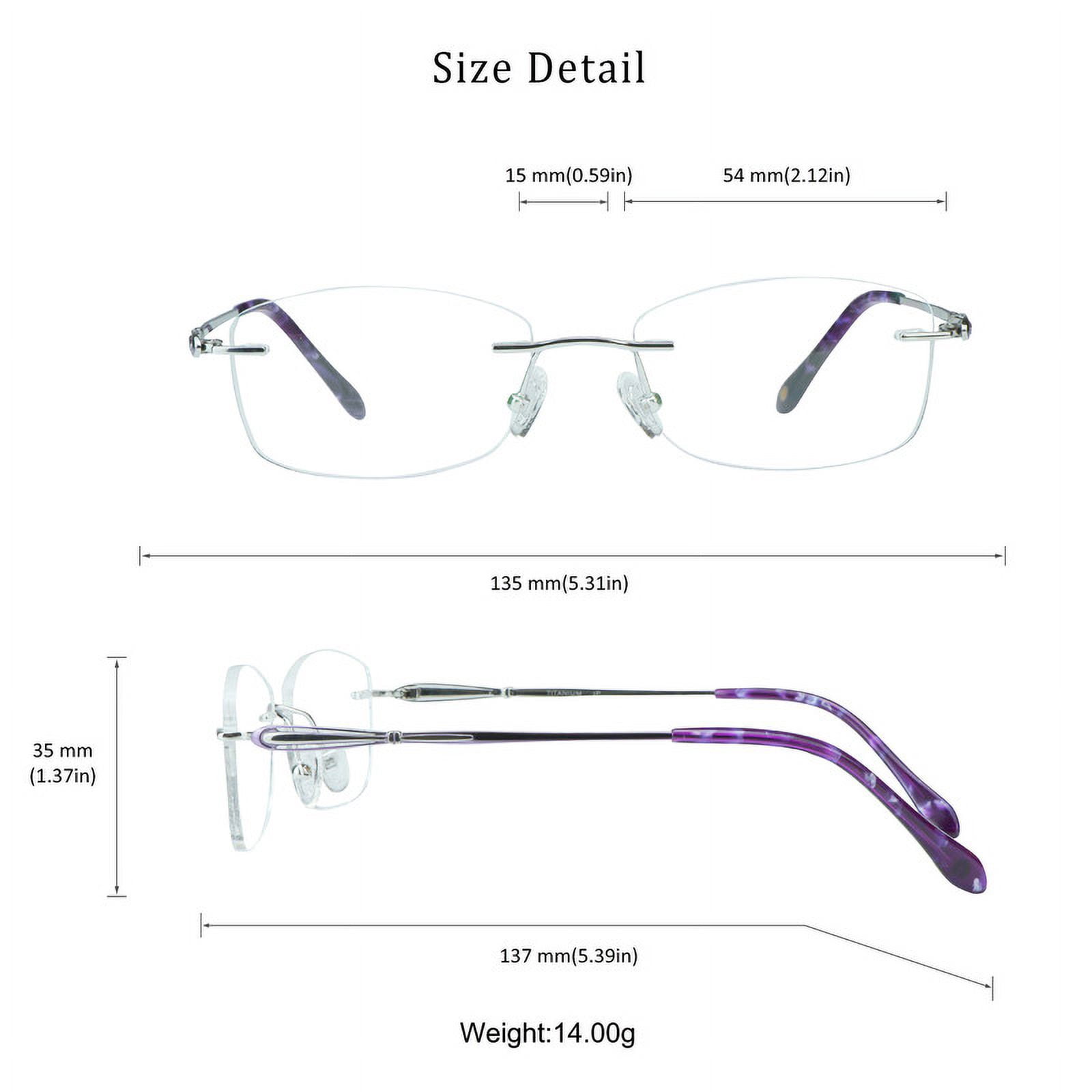 LifeArt Pure Titanium Frame Glasses/Blue Light Blocking Reading Glasses, Reduce Eyestrain, Stylish for Women(Purple,+3.50 Magnification)