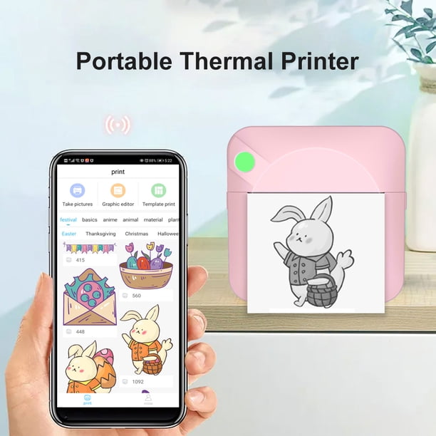 Kuymtek Impresora térmica portátil C17 Mini impresora de fotos para oficina en casa (rosa)