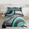 thumbnail image 2 of Feelyou Grey Cyan Abstract Ombre Bedding Comforter Set, Square Circle Geometric Twin Comforter Sets, Teen Kid Child Adult Reversible Bedding Set, Lightweight Room Decor, 2-Piece, 2 of 8