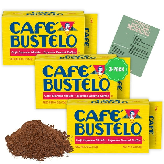 Cafe Bustelo Ground Coffee Espresso Brick Bulk, 6 Ounces Each, 3 Pack - Classic Bold Flavor Cuban Coffee Beans