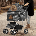 thumbnail image 3 of MoNiBloom 4 Wheel Foldable Dog Pet Stroller with Cup Holder, Black with White Polka Dots, 3 of 13