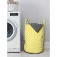 thumbnail image 3 of Yellow Laundry Bag, Circles in Squares Dots Like Patterned Modern Cool Geometric Print, Hamper Basket with Handles Drawstring Closure for Laundromats, 13" x 19", Yellow and White, by Ambesonne, 3 of 4