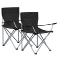 thumbnail image 1 of SONGMICS Sillas de Camping, Juego de 2 Sillas de Exterior, Apoyabrazos, Bolsillo para Tazas, Plegable, Carga de 120 kg, Negro MGCB01BK, 1 of 10