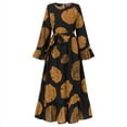 thumbnail image 3 of ZANZEA Women Long Sleeve Ruffled Hem Belted Muslim Dress Islamic Maxi Dresses, 3 of 6