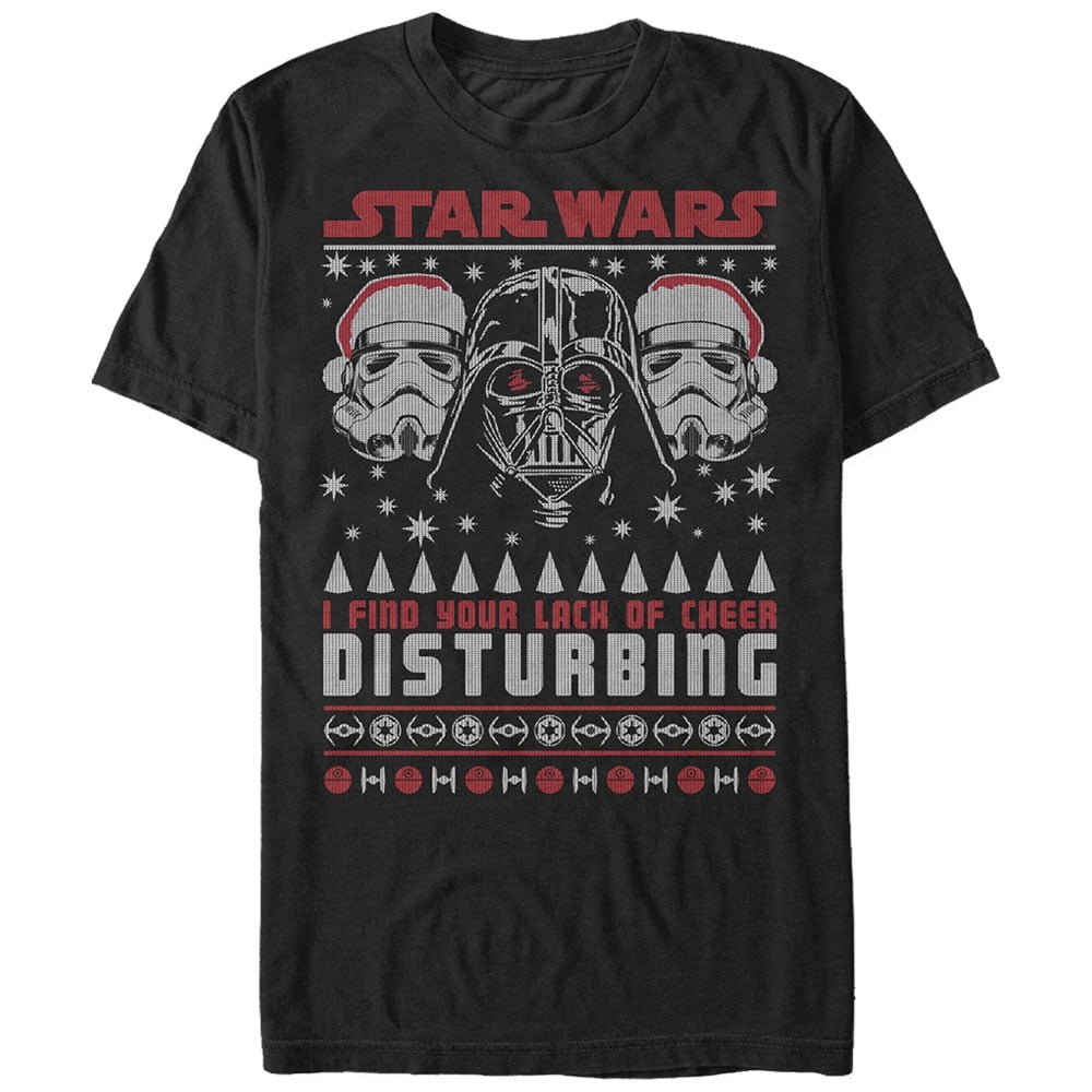 Men s Star Wars Ugly Christmas Lack Of Cheer Disturbing Graphic Tee Black 5X Large