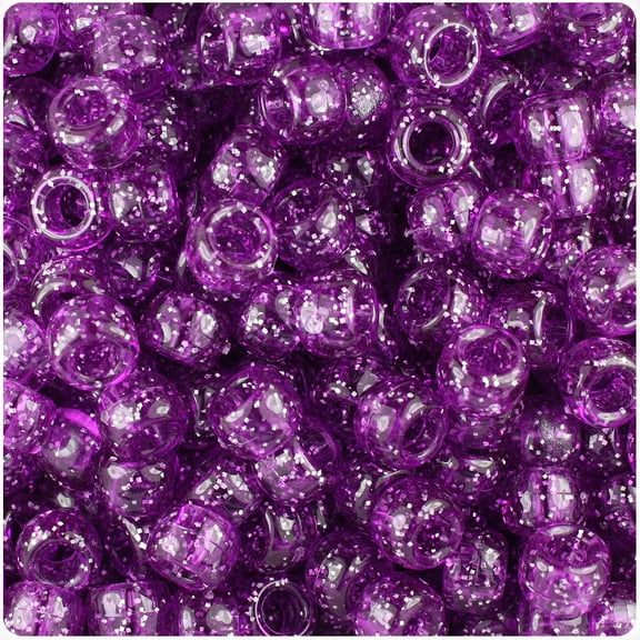 BeadTin Lilac Sparkle 9mm Barrel Pony Beads (500pc)