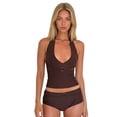 thumbnail image 1 of Women's Summer Tankini Swimsuit Solid Color Halter Tops Micro Shorts, 1 of 8