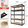 thumbnail image 2 of Raybee Garage Shelves Classic 5-Tier Metal Storage Shelving Unit Height Adjustable Versatile Utility Rack for Craft Warehouse Pantry Kitchen Organiser, 2 of 10
