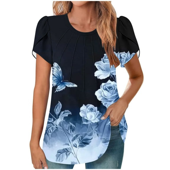 Bogo Cute Vacation Tops For Young Women Womens Short Sleeve Tops Casual Cotton Womens Blouses Dressy Casual T Shirts For Women Cotton Plus Size