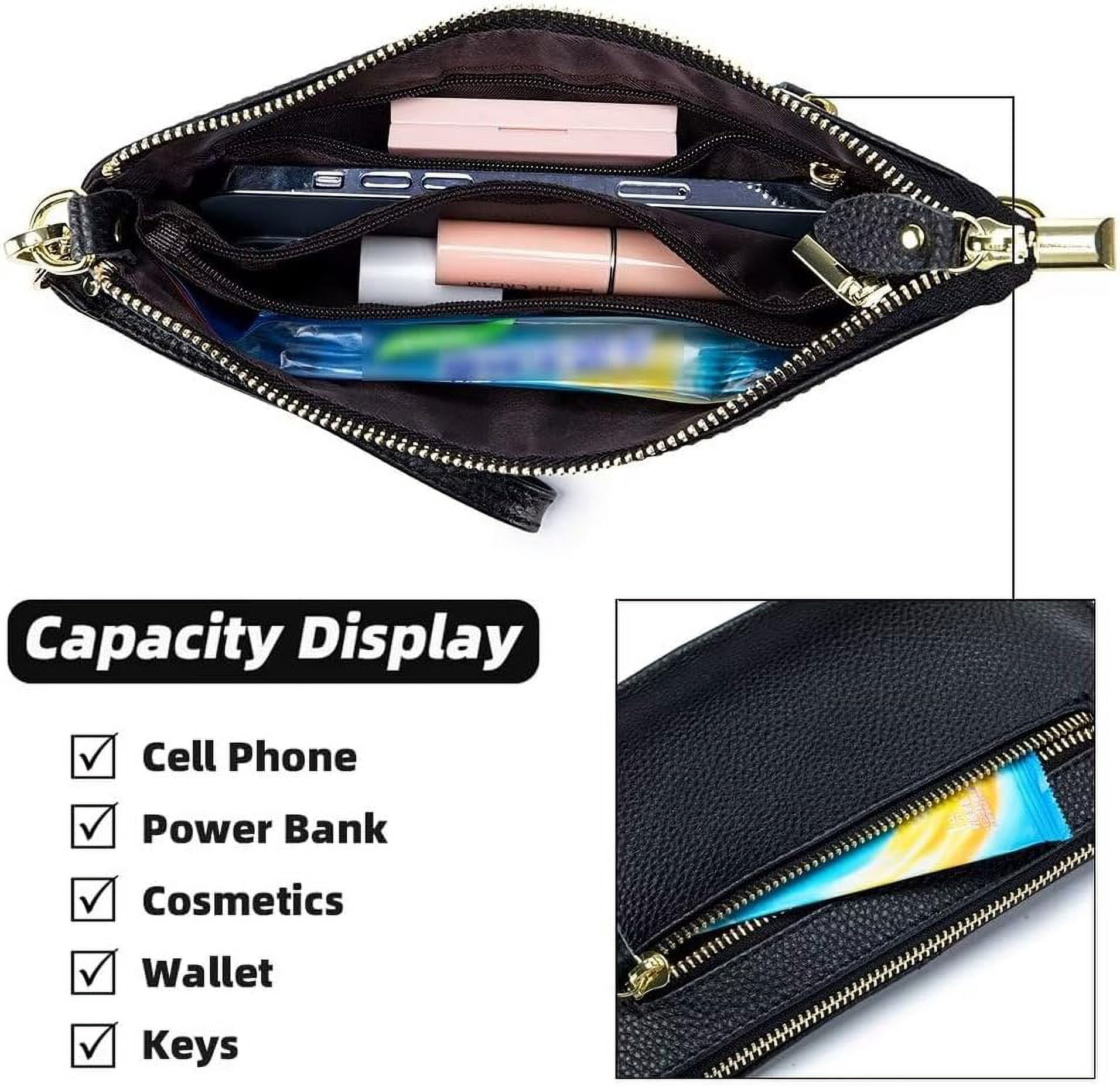 HMSHA Small Crossbody Bag for Women Genuine Leather Clutch Purse Vintage Phone Bag with Detachable Wrist and Shoulder Straps
