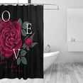 thumbnail image 4 of Rideau de Douche Romantique à Roses Rouges - 72x72 Pouces, Imperméable Supérieur, Fond Noir, Thème Floral, Déco de Salle de Bain Élégante, Style-4, 4 of 6